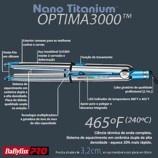 Chapinha BabyLiss Optima 3000 465°F /240°C