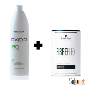 KIT ALFAPARF ÁGUA OXIGENADA 30VOL. + FIBREPLEX PÓ DESCOLORANTE 450G