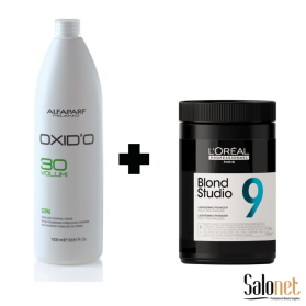 KIT ALFAPARF ÁGUA OXIGENADA 30VOL. + BLOND STUDIO L´OREAL 500G